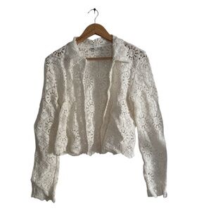 Zara crochet button-down blouse NWOT